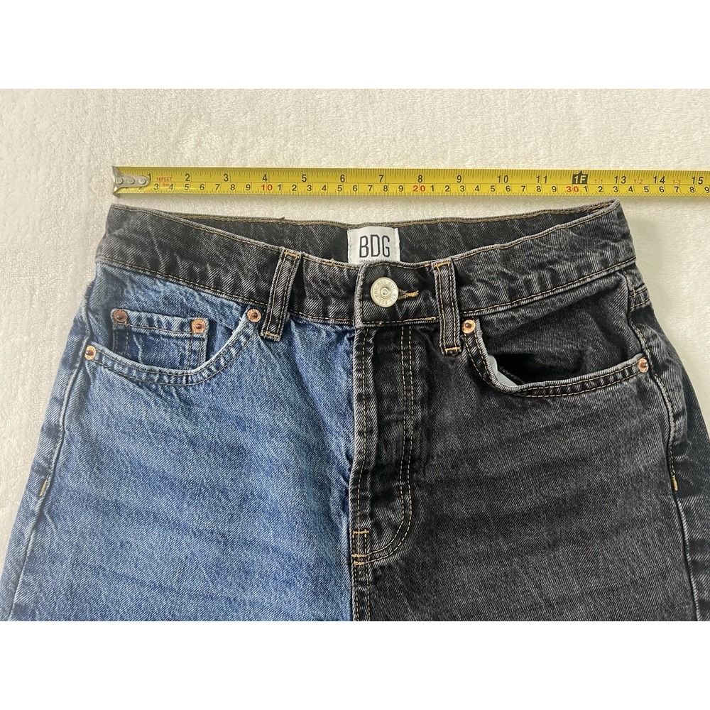BDG Urban Outfitters Two Tone Color-block Straight Leg Denim Jeans Black Blue 26 - Picture 8 of 10